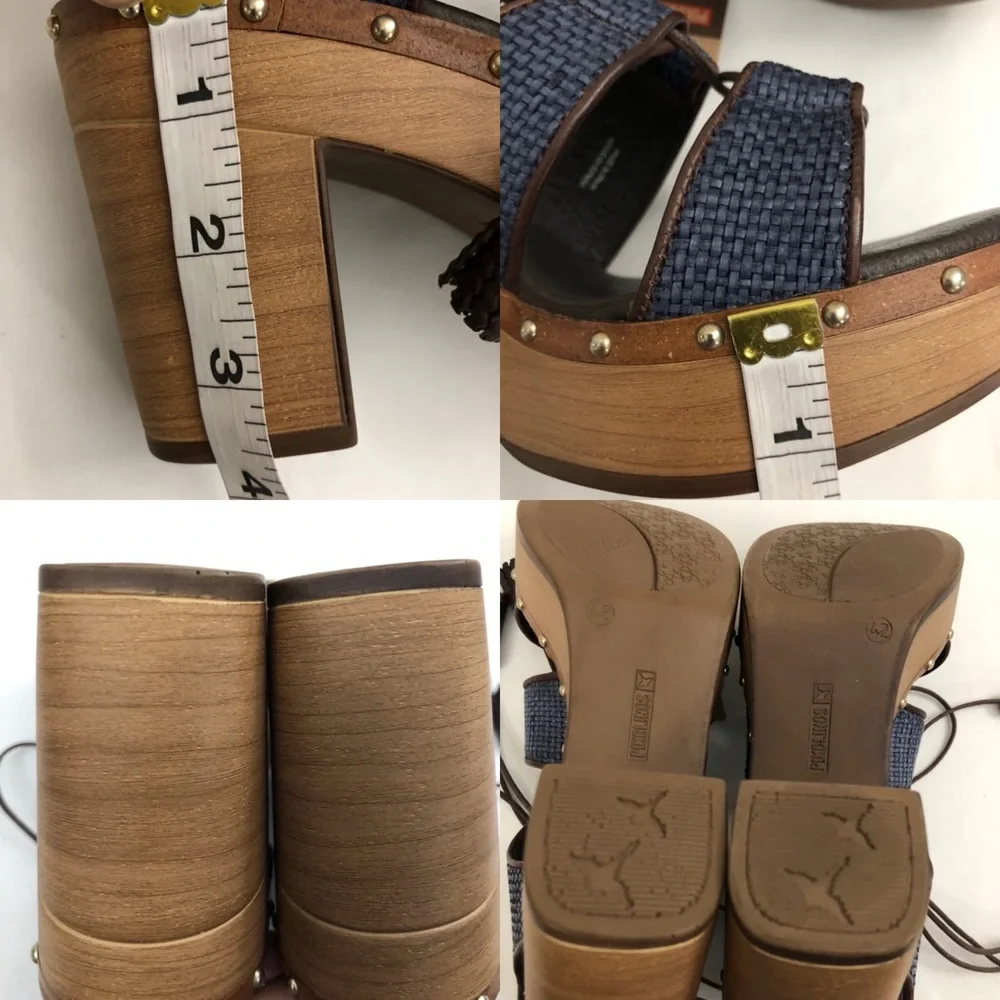PIKOLINOS Sz 42 Blue Leather Platform Sandals - Olmo - Picture 10 of 13
